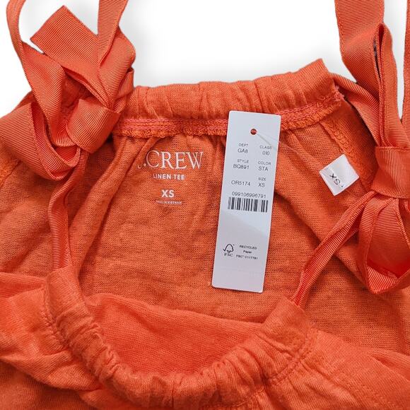 J.Crew Linen Tee Orange Halter Bow-Tie Sleeveless Tank Top Women Sz XS - Picture 6 of 7